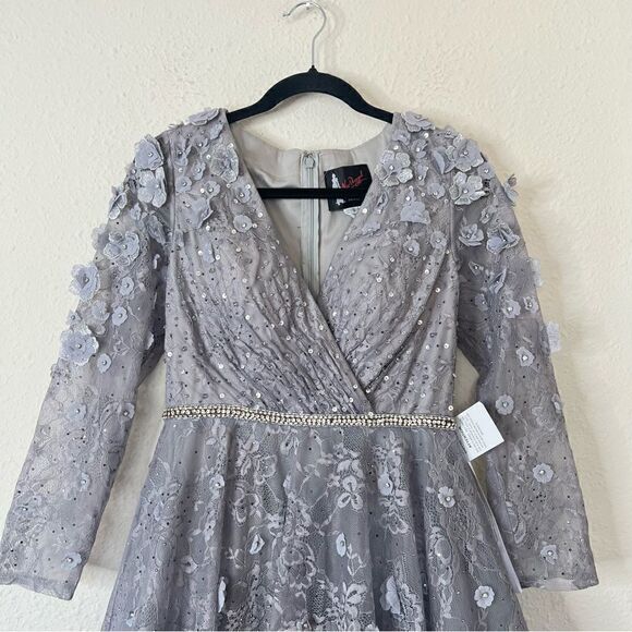 Mac Duggal Floral Embellished Lace A-Line Cocktail Dress NEW Size 8 - Picture 6 of 14